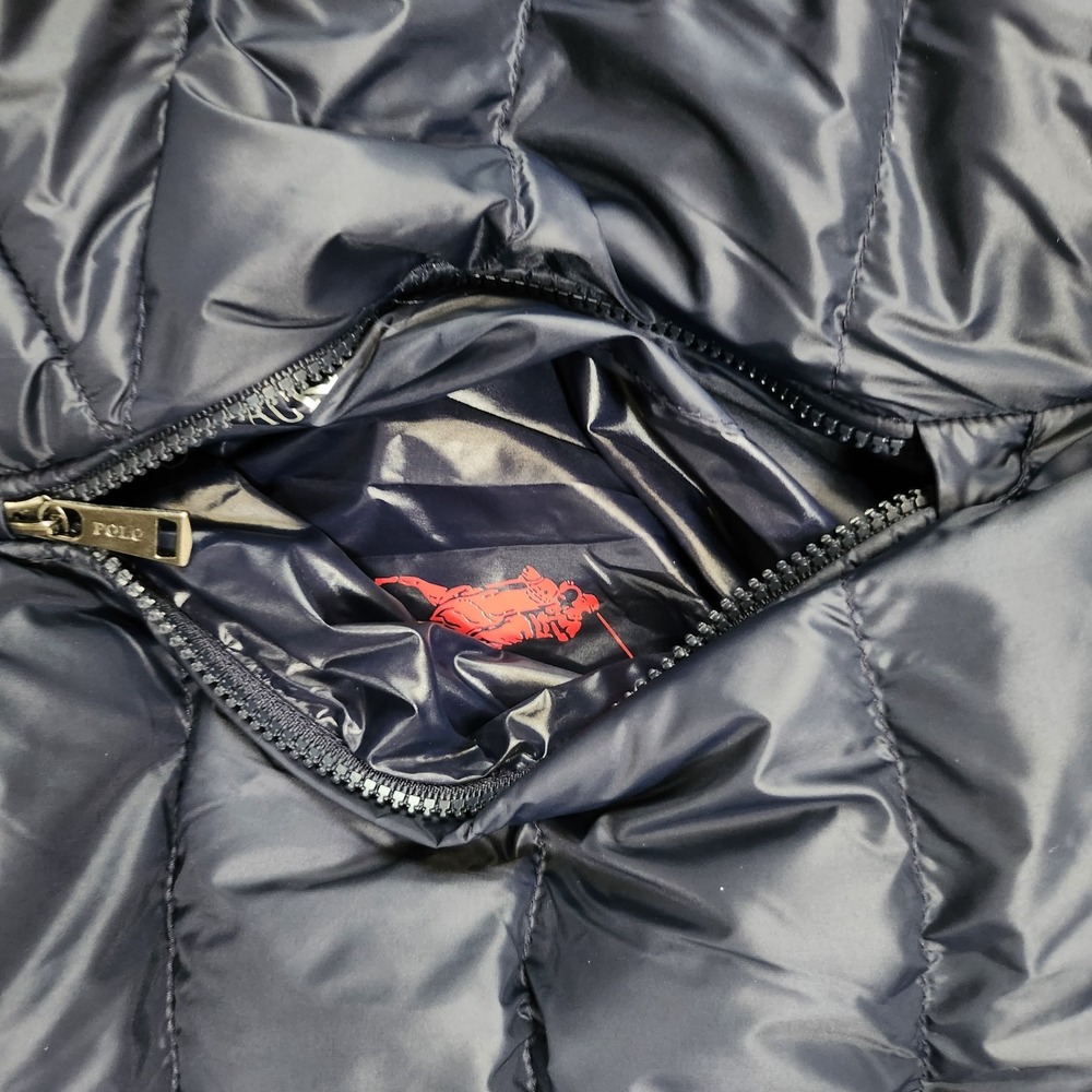 Mens Size 1XB Polo Ralph Lauren Quilted Packable Puffer Jacket Navy Red Pony - Picture 4 of 6